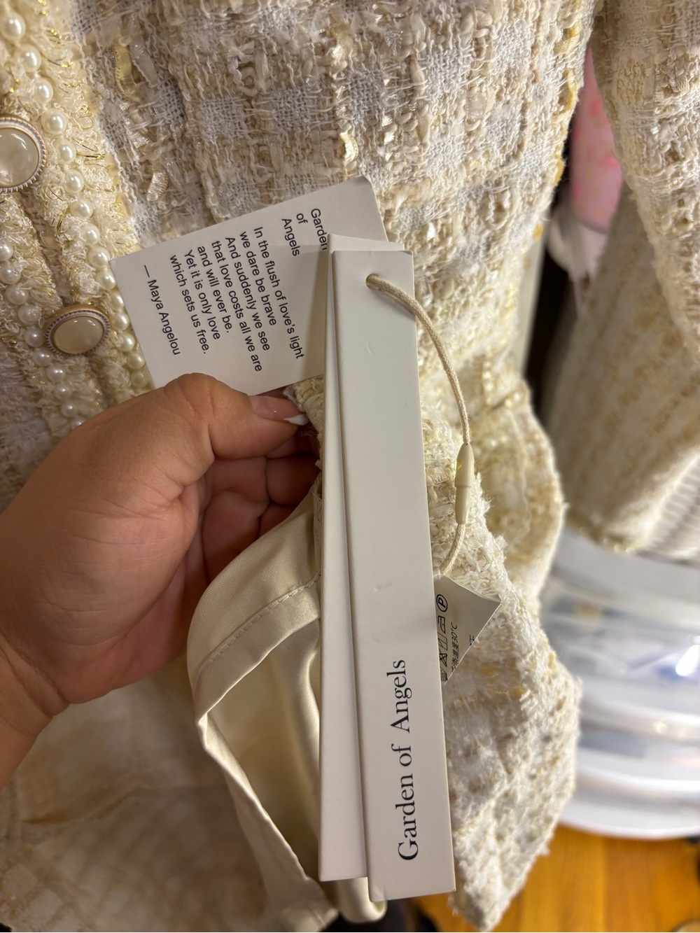 Garden of Angels Cream Tweed Dress - Picture 3 of 4